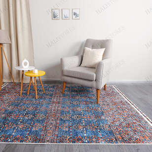 Motif Desenli Mavi Kilim Halı Milas 5087 (3)