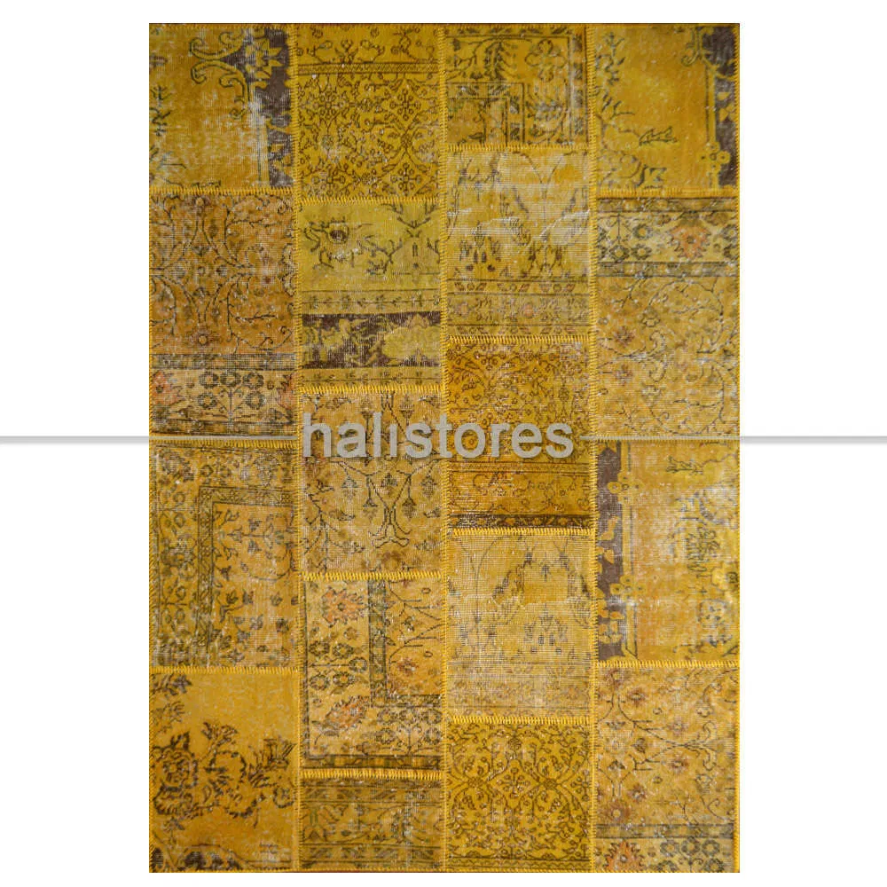  - Müşteriye özel Hardal Patchwork Halı 120x200 cm