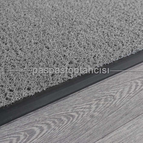 Özel Kauçuk Kenarlıklı Kaymaz Gri Kıvırcık Paspas - 4
