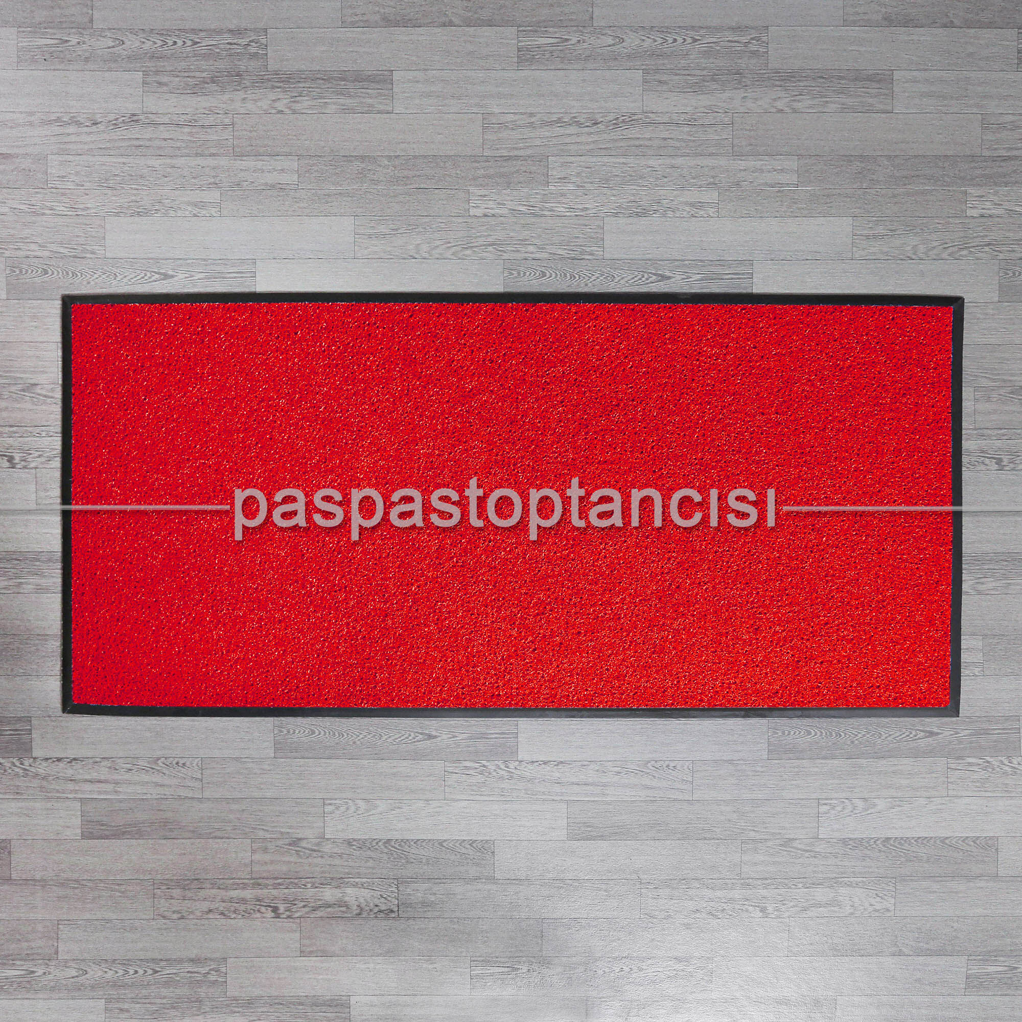 Özel Kauçuk Kenarlıklı Kaymaz Kırmızı Kıvırcık Paspas