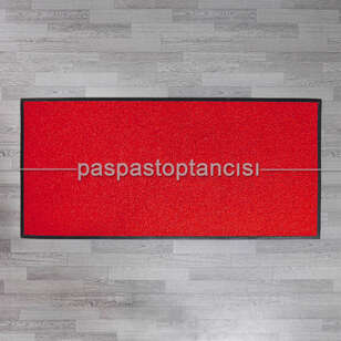Özel Kauçuk Kenarlıklı Kaymaz Kırmızı Kıvırcık Paspas