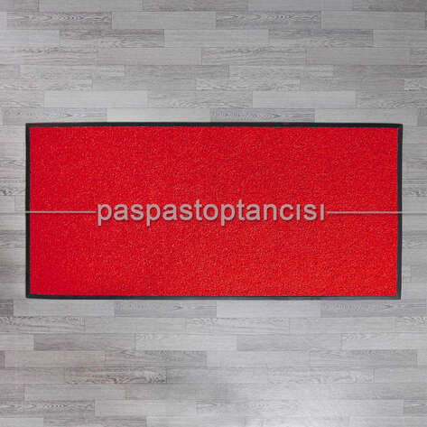 Özel Kauçuk Kenarlıklı Kaymaz Kırmızı Kıvırcık Paspas - 1