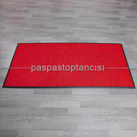 Özel Kauçuk Kenarlıklı Kaymaz Kırmızı Kıvırcık Paspas - 3