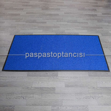 Özel Kauçuk Kenarlıklı Kaymaz Mavi Kıvırcık Paspas - 3