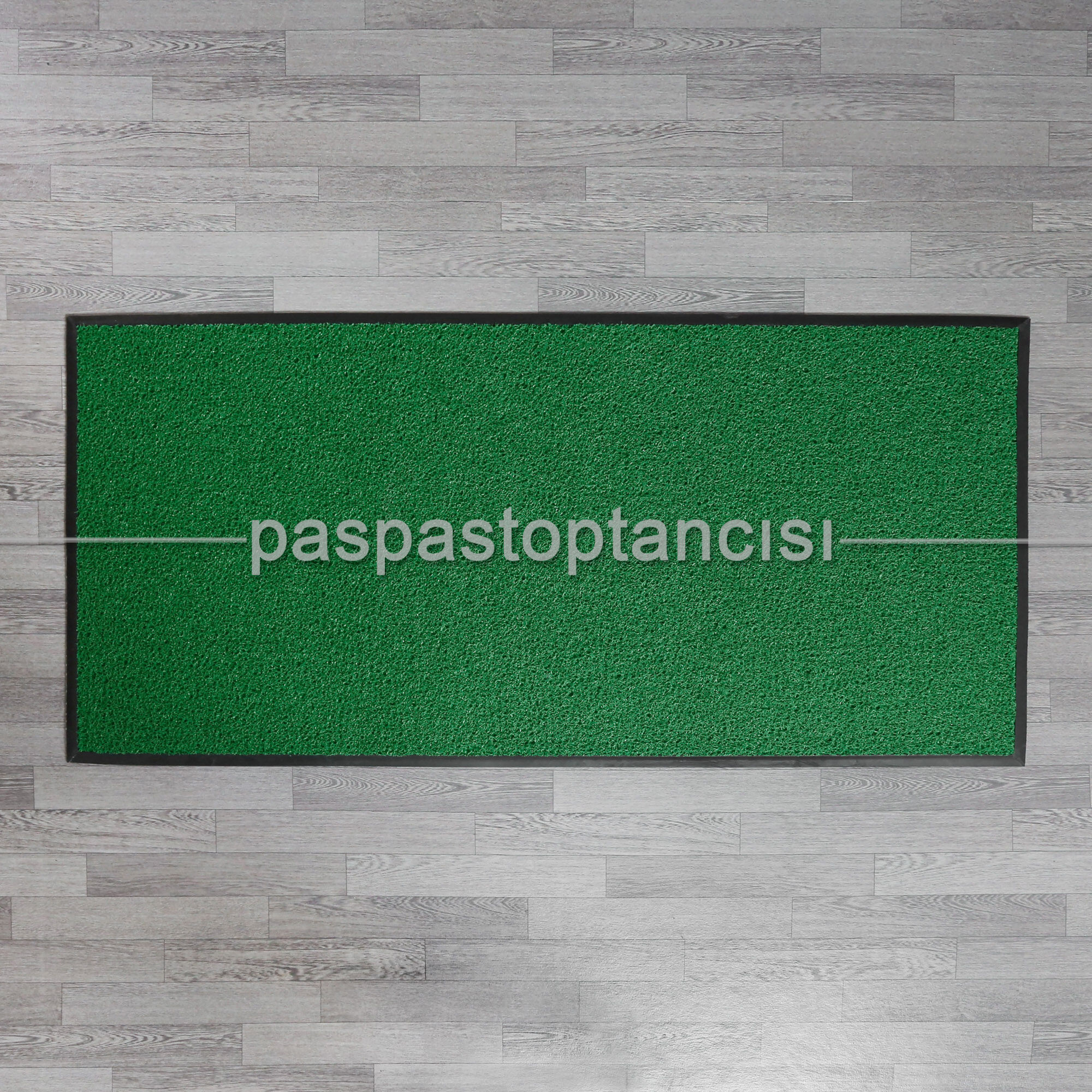 Özel Kauçuk Kenarlıklı Kaymaz Yeşil Kıvırcık Paspas