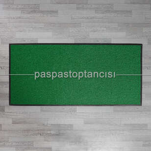 Özel Kauçuk Kenarlıklı Kaymaz Yeşil Kıvırcık Paspas