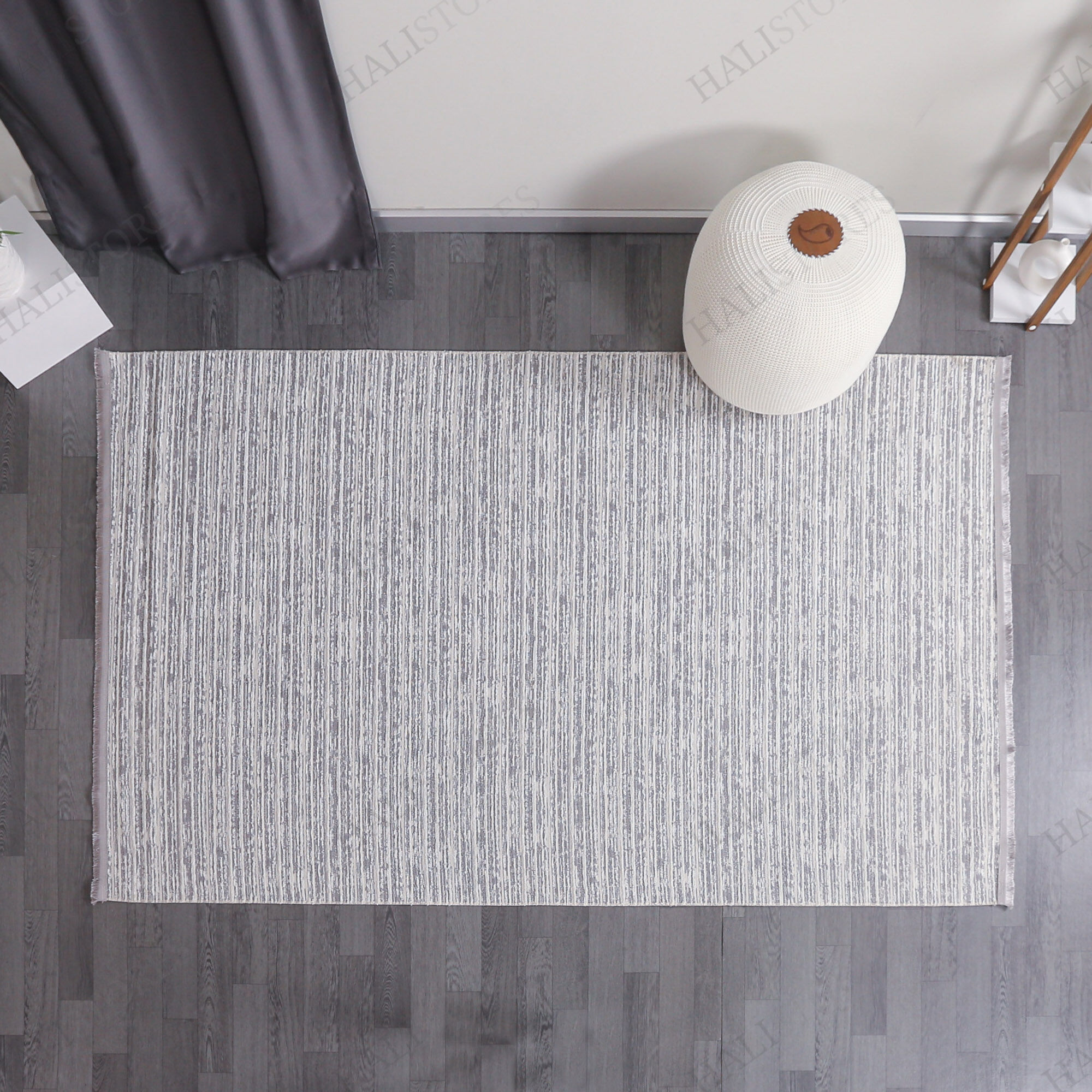 Özel Ölçü Makinede Yıkanabilir Şönil Dokuma Kilim Gri 8702