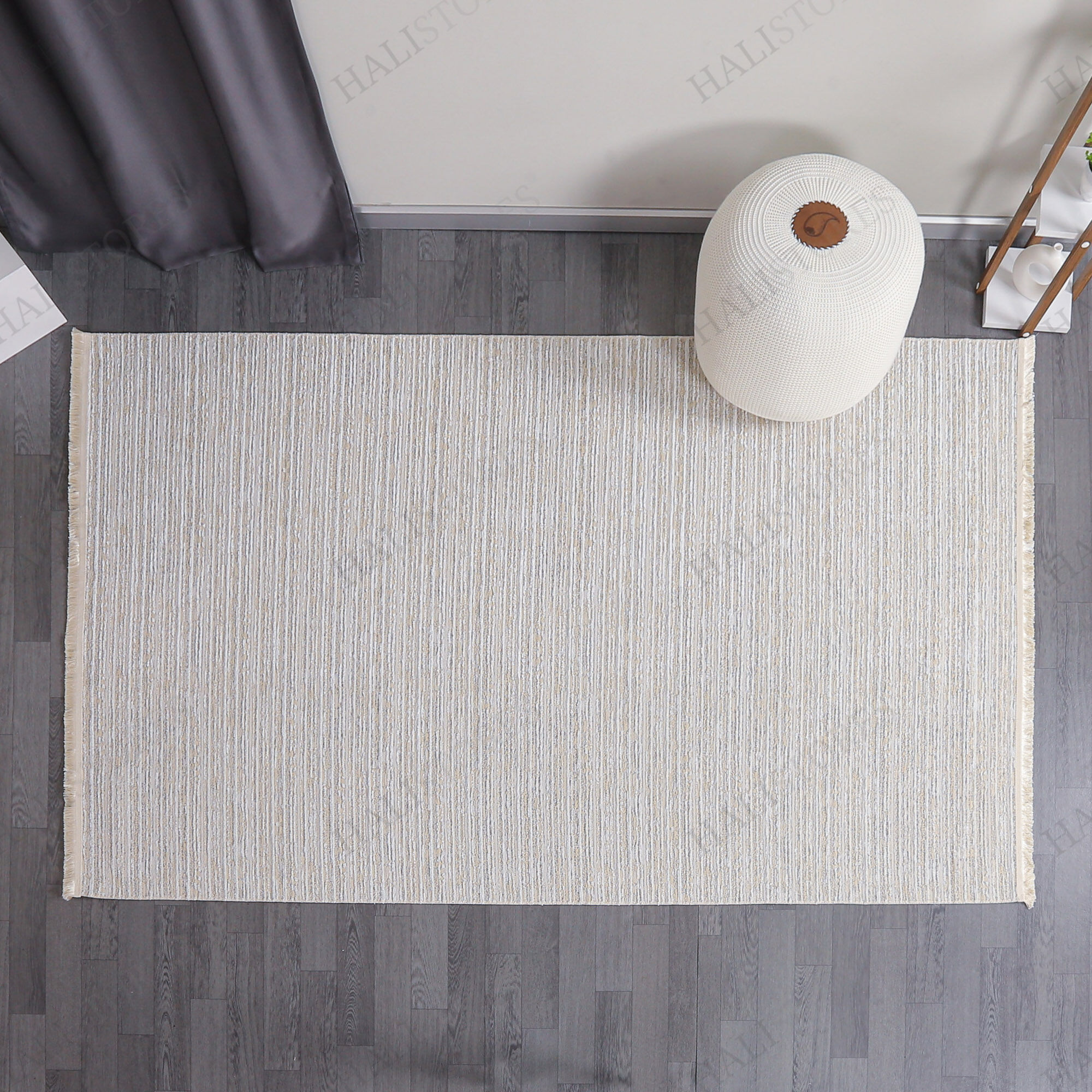 Özel Ölçü Makinede Yıkanabilir Şönil Dokuma Kilim Krem 8701