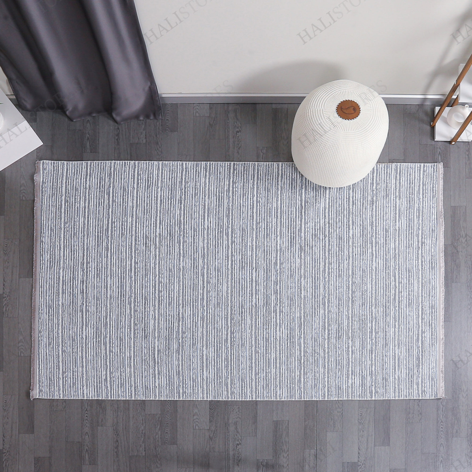 Özel Ölçü Makinede Yıkanabilir Şönil Dokuma Kilim Mavi 8705