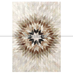 Özel Tasarım Beyaz-Kahve Deri Patchwork Halı (2)