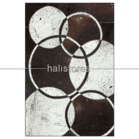 Özel Tasarım Deri Halı Koyu Kahve-Beyaz - 2