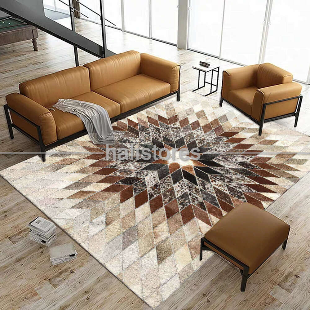 Özel Tasarım Deri Patchwork Halı