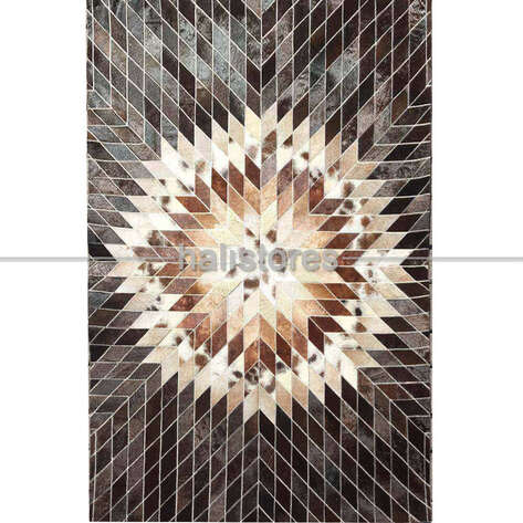 Özel Tasarım Koyu Kahve Deri Patchwork Halı - 2