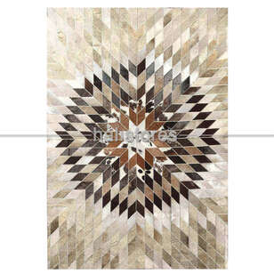 Özel Tasarım Krem-Kahve Deri Patchwork Halı (2)