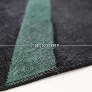 Özel Tasarım Varaklı Siyah-Yeşil Deri Patchwork Halı (5)