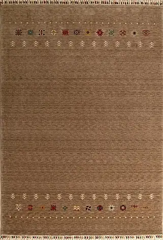 Yün ve Bambu ile Özel Tezgahlarda Üretilen Otantik Desenli El Emeği Modern Uşak Halısı Funky 804 Vizon - 1