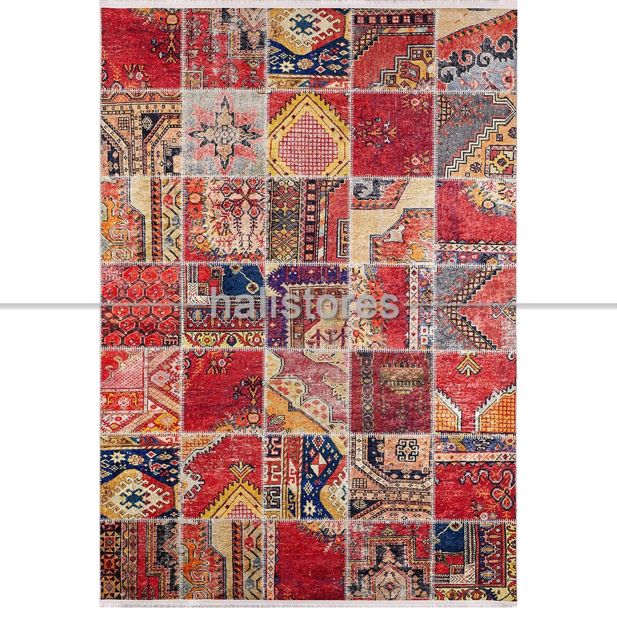 Patchwork Desenli Baskılı Yolluk Halı Zen