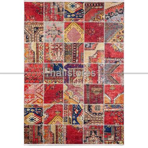 Patchwork Desenli Baskılı Yolluk Halı Zen - 1