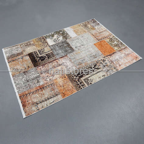 Patchwork Desenli Bej Halı Zen - 2