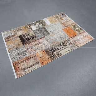 Patchwork Desenli Bej Halı Zen (2)
