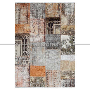 Patchwork Desenli Bej Halı Zen (1)