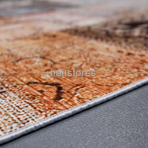 Patchwork Desenli Bej Yuvarlak Halı Zen - 3