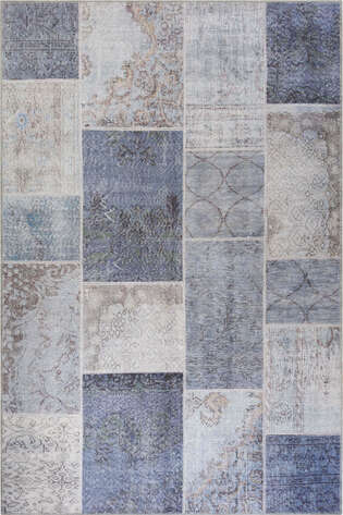Patchwork Desenli Dokuma Taban Dekoratif Gri Halı HS 83 - 1