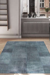 Patchwork Desenli Dokuma Taban Dekoratif Yeşil Halı HS 102 (2)