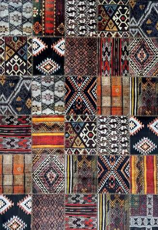 Patchwork Desenli Etnik Yumuşak Dokulu Yıkanabilir Halı Çok Renkli - 2