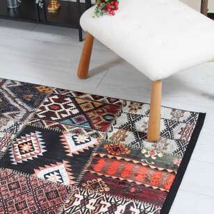 Patchwork Desenli Etnik Yumuşak Dokulu Yıkanabilir Halı Çok Renkli (3)