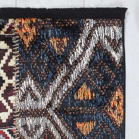 Patchwork Desenli Etnik Yumuşak Dokulu Yıkanabilir Halı Çok Renkli - 4