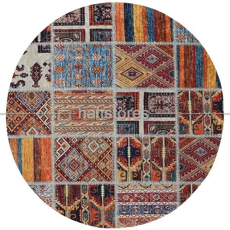 Patchwork Desenli Renkli Yuvarlak Halı Zen - 1