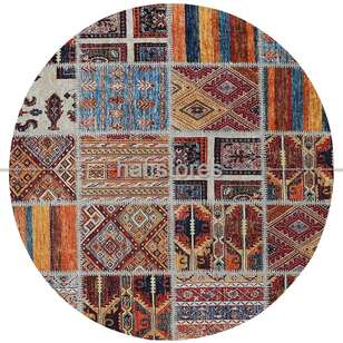 Patchwork Desenli Renkli Yuvarlak Halı Zen (1)