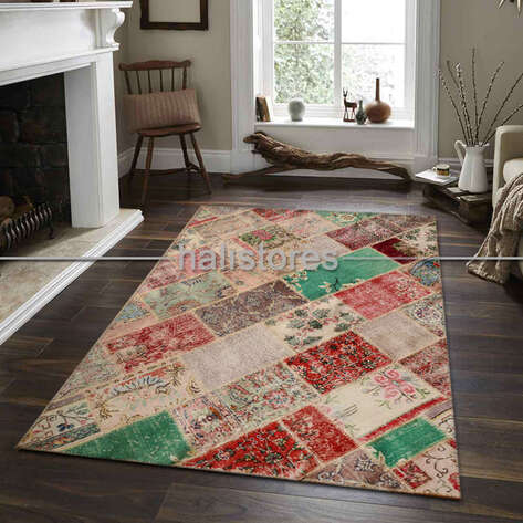 Patchwork El Halısı Cross Multi Naturel - 1