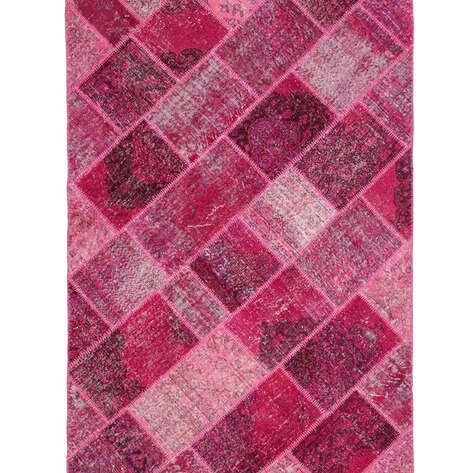 Patchwork El Halısı Cross Pembe - 1