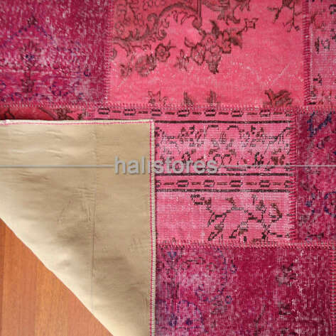 Patchwork El Halısı Cross Pembe - 4