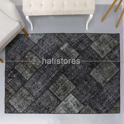 Patchwork El Halısı Cross Siyah - 2