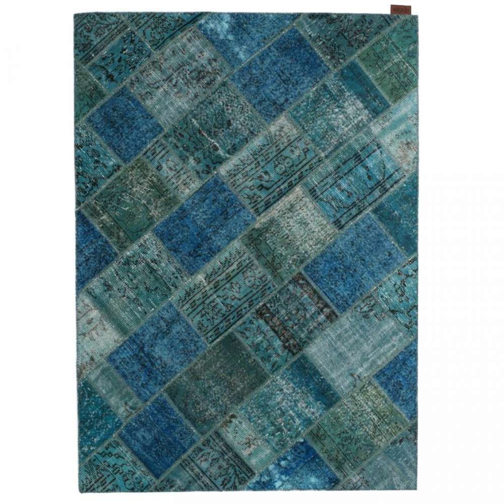 Patchwork El Halısı Cross Turkuaz