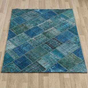 Patchwork El Halısı Cross Turkuaz (2)