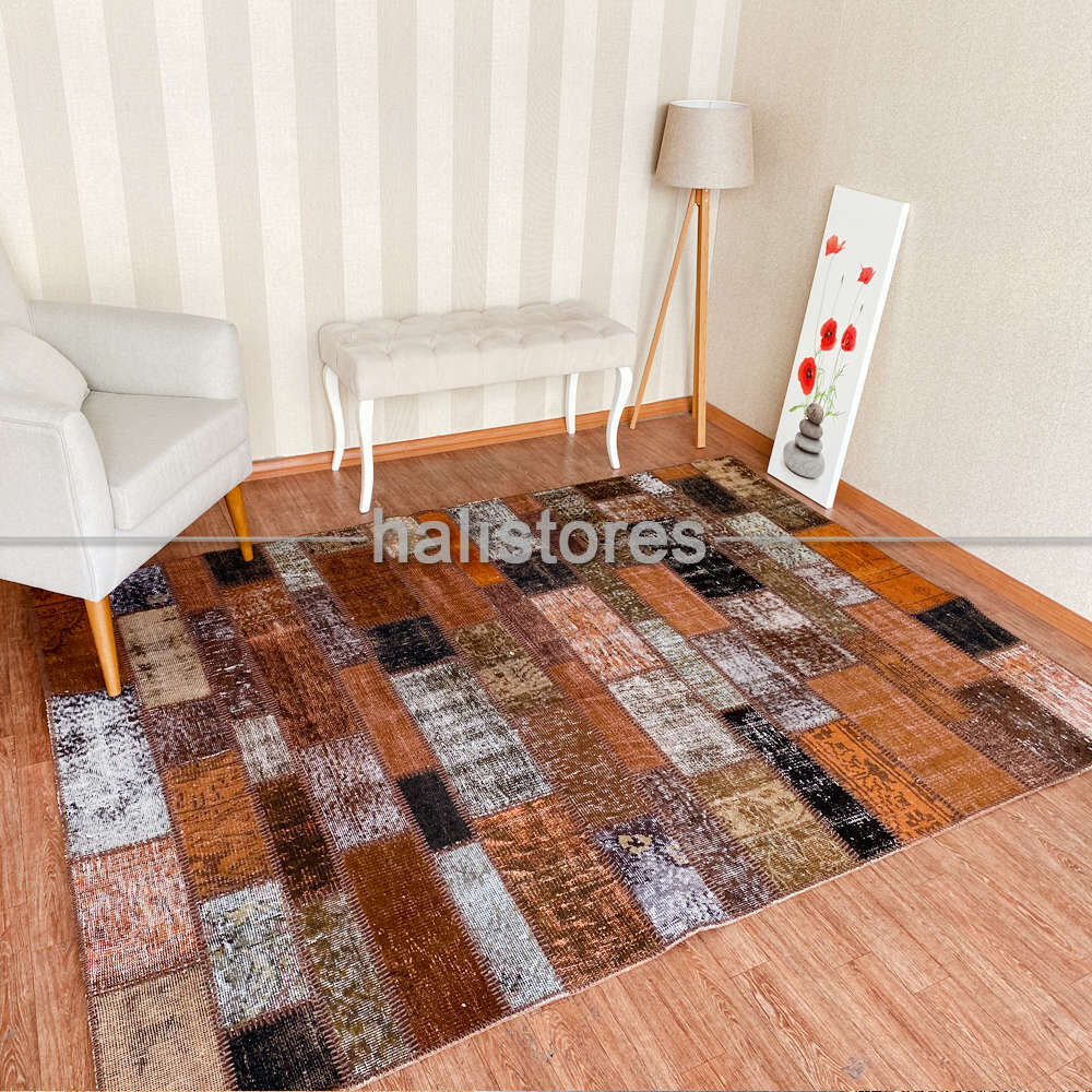 Patchwork El Halısı Kahve