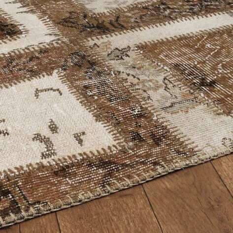 Patchwork El Halısı Kübik Bej-Kahve - 4