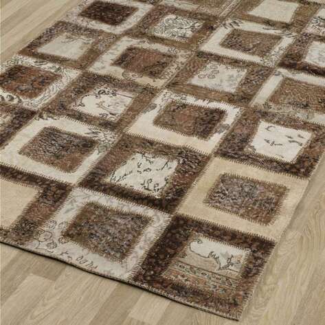 Patchwork El Halısı Kübik Bej-Kahve - 2