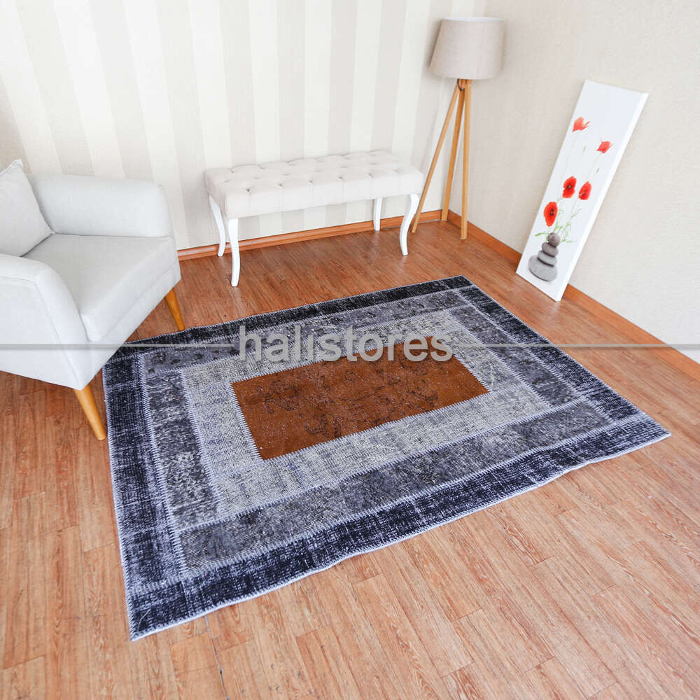 Patchwork El Halısı Nest Gri Kahve