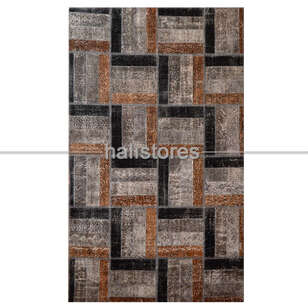 Patchwork El Halısı Stripe Gri Kahve (3)
