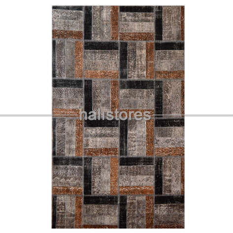Patchwork El Halısı Stripe Gri Kahve - 3