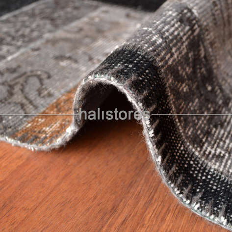 Patchwork El Halısı Stripe Gri Kahve - 4