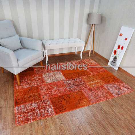 Patchwork El Halısı Turuncu - 1