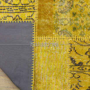Sarı Yuvarlak Patchwork Halı (4)