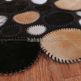 Siyah-Beyaz Deri Patchwork Halı (4)