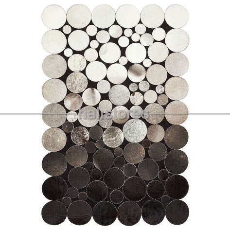 Siyah-Beyaz Geçişli Deri Patchwork Halı - 1